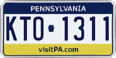 PA license plate KTO1311