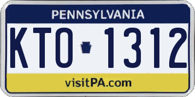 PA license plate KTO1312