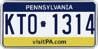 PA license plate KTO1314