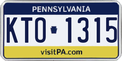 PA license plate KTO1315