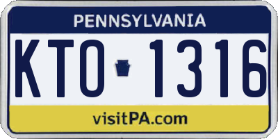 PA license plate KTO1316
