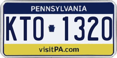 PA license plate KTO1320