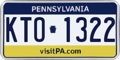 PA license plate KTO1322