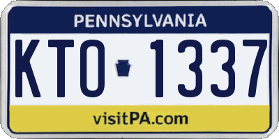 PA license plate KTO1337