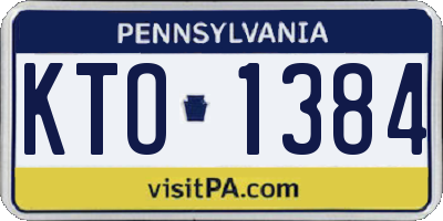 PA license plate KTO1384