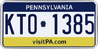 PA license plate KTO1385