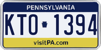 PA license plate KTO1394