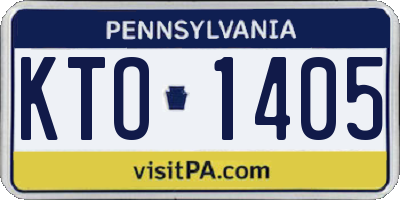 PA license plate KTO1405