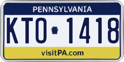 PA license plate KTO1418