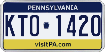 PA license plate KTO1420