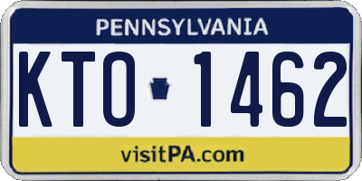 PA license plate KTO1462
