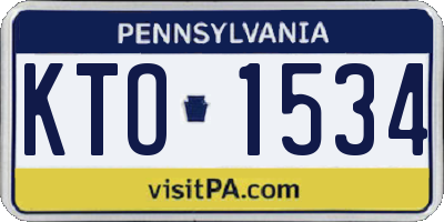 PA license plate KTO1534