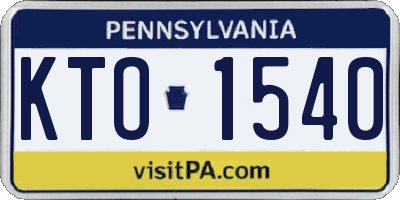 PA license plate KTO1540