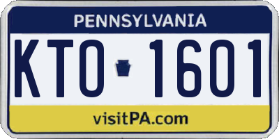 PA license plate KTO1601