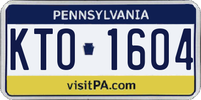 PA license plate KTO1604