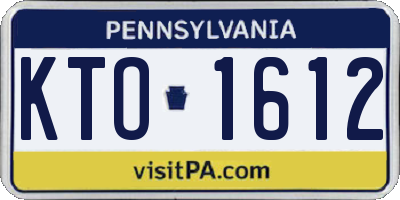 PA license plate KTO1612