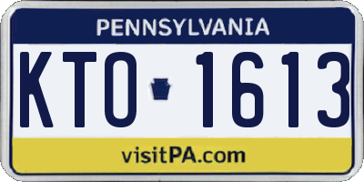 PA license plate KTO1613