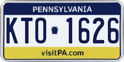 PA license plate KTO1626