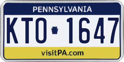 PA license plate KTO1647