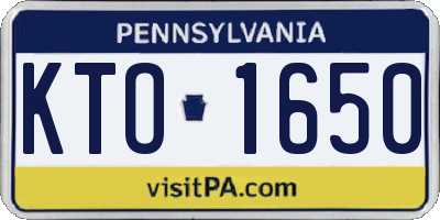 PA license plate KTO1650