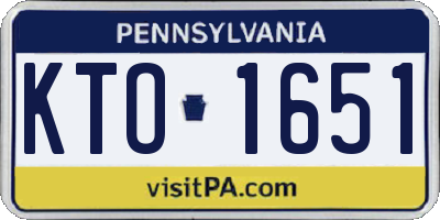 PA license plate KTO1651
