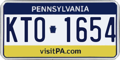 PA license plate KTO1654