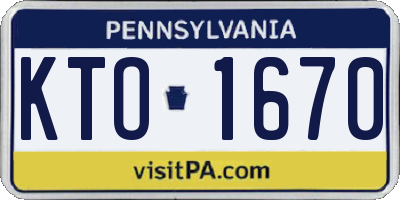 PA license plate KTO1670
