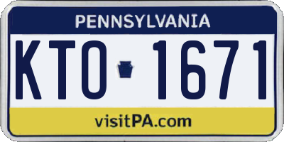 PA license plate KTO1671