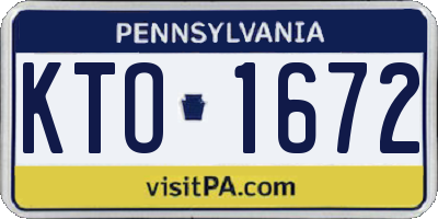 PA license plate KTO1672