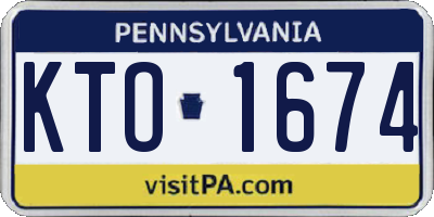 PA license plate KTO1674