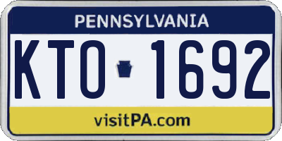 PA license plate KTO1692