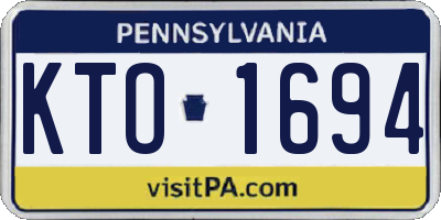 PA license plate KTO1694