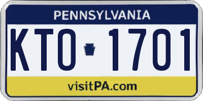 PA license plate KTO1701