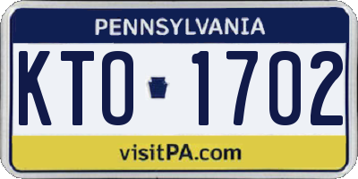 PA license plate KTO1702