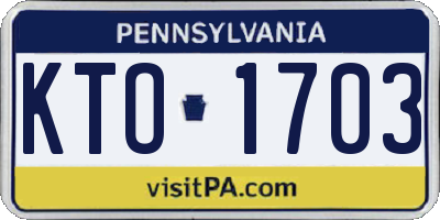 PA license plate KTO1703