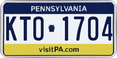 PA license plate KTO1704
