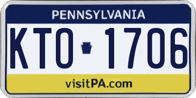 PA license plate KTO1706