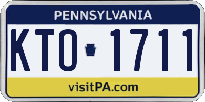 PA license plate KTO1711