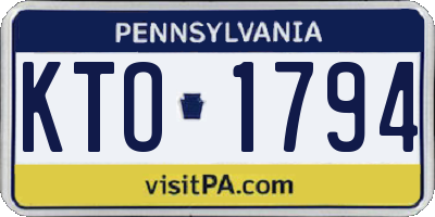 PA license plate KTO1794