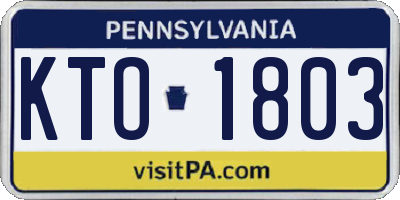 PA license plate KTO1803