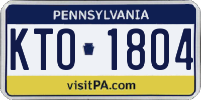 PA license plate KTO1804