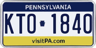 PA license plate KTO1840
