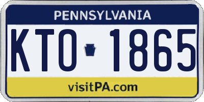PA license plate KTO1865