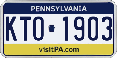 PA license plate KTO1903