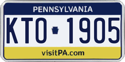 PA license plate KTO1905