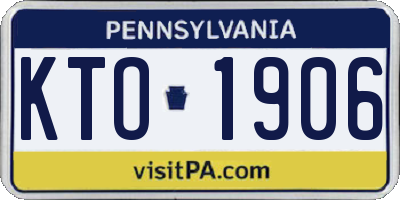 PA license plate KTO1906
