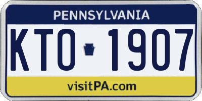 PA license plate KTO1907