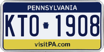 PA license plate KTO1908