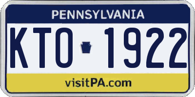 PA license plate KTO1922