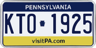PA license plate KTO1925